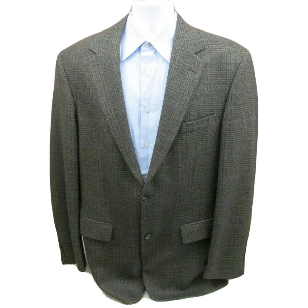 Gianfranco Ruffini Sport Coat 42 L Glen Plaid Jacket 100% Lambswool